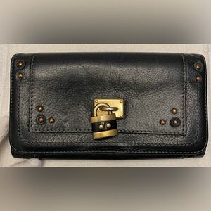 Authentic Chloe Black and Gold Leather Wallet